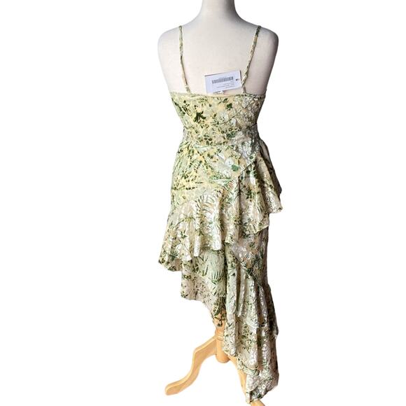 HEMANT & NANDITA Emerald Green Brasso Lurex Midi Dress Size Small - Picture 5 of 12